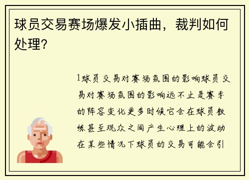球员交易赛场爆发小插曲，裁判如何处理？